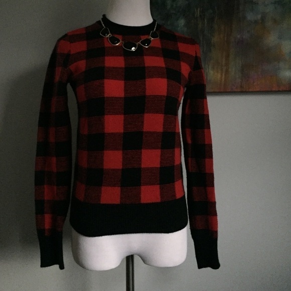 Ralph Lauren Buffalo Check Plaid Sweater Red Black RARE! - Picture 4 of 5